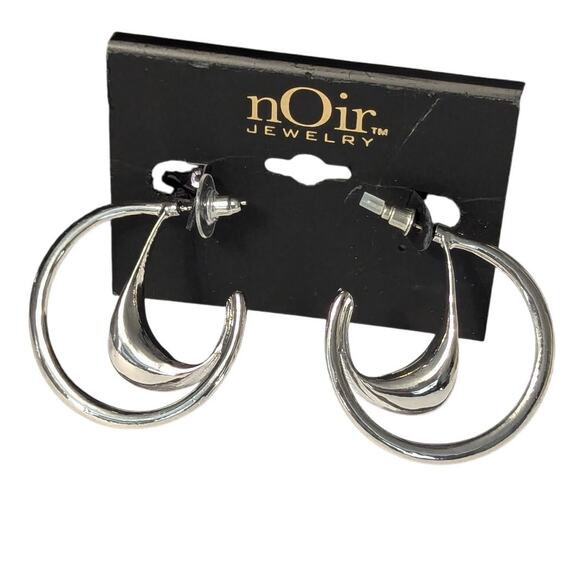 nOir Jewelry Jewelry - nOir Silver Double Hoop Earring